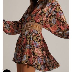HENNY TIE FRONT LONGSLEEVE MINI DRESS IN DUSK FLORAL PRInt
